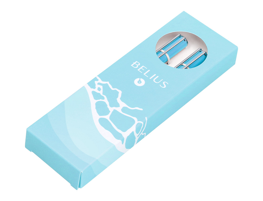 CONJUNTO ESFEROGRAFICA E ROLLER BELIUS ENDLESS SUMMER ALUMINIO DESENHO AZUL E PRATEADO TINTA AZUL CAIXA DESIGN