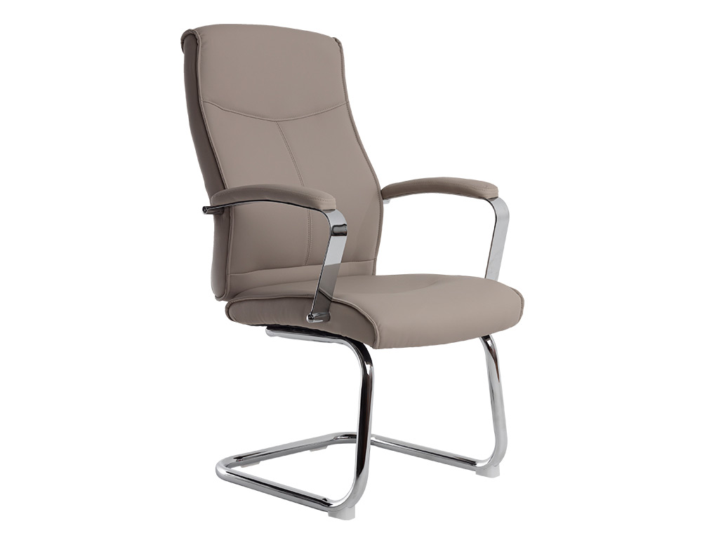 CADEIRA DE ESCRITORIO Q-CONNECT MODENA IMIT DE PELE BASE METAL ALT MAX 1050 MM LARG 630 MM PROF 650 COR CINZA