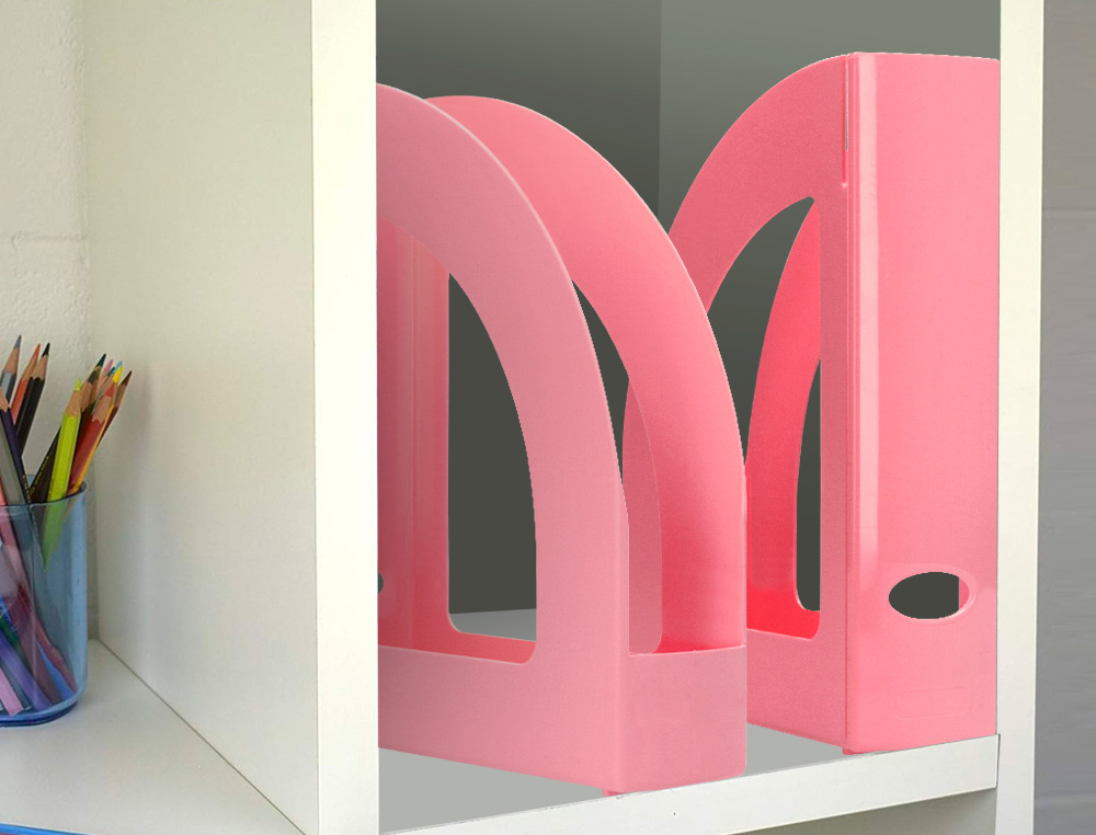 PORTA REVISTAS PLASTICO Q-CONNECT COR ROSA PASTEL