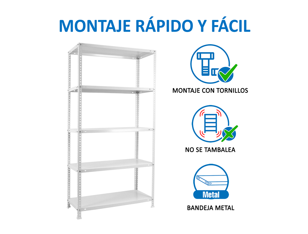ESTANTE METALICA SIMONRACK ADVANTAGE MINI 5/400 COR BRANCO 5 PRATELEIRAS 75 KG POR PRATELEIRAS 180X80X40 CM