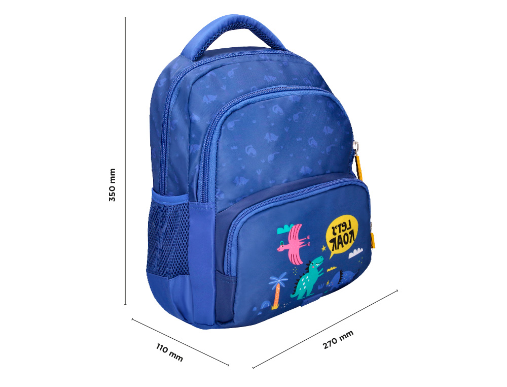 MOCHILA ESCOLAR LIDERPAPEL MULTIBOLSO INFANTIL DESENHO DINOSSAUROS 350X110X270 MM