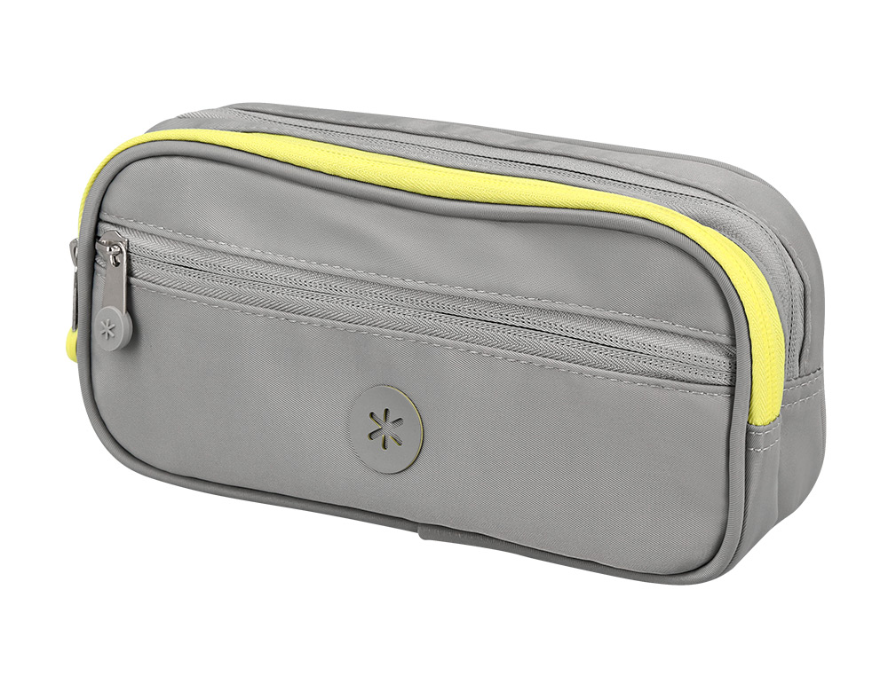 ESTOJO ESCOLAR ANTARTIK 3 COMPARTIMENTOS COMPLEMENTO DA MOCHILA COR CINZA 100X60X220 MM