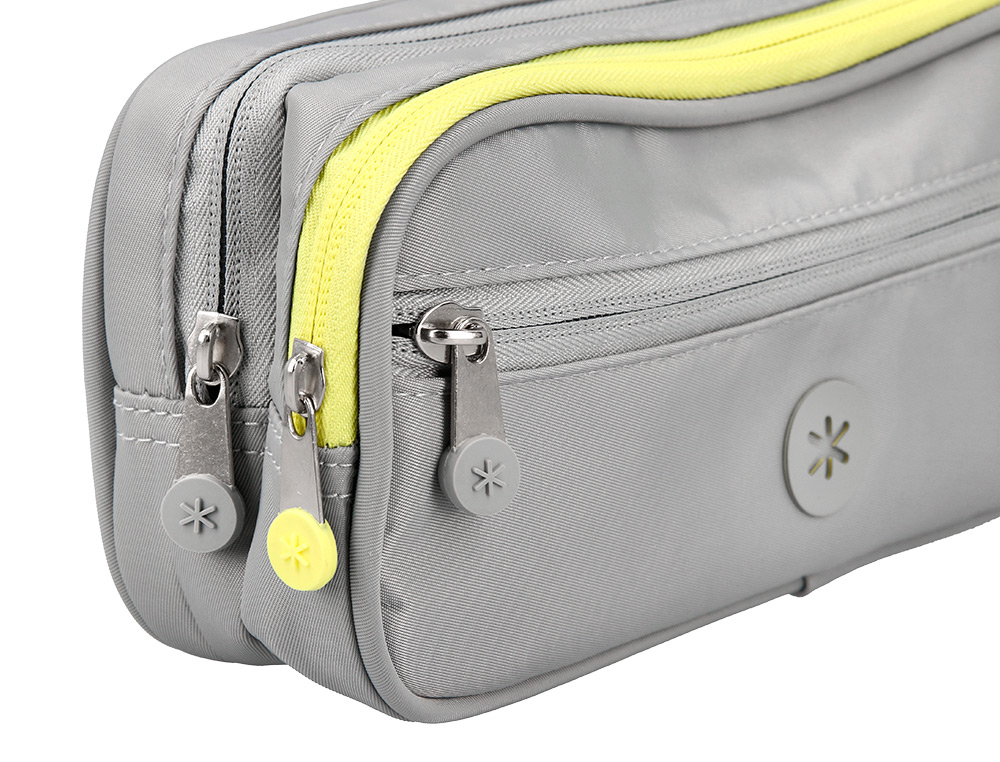 ESTOJO ESCOLAR ANTARTIK 3 COMPARTIMENTOS COMPLEMENTO DA MOCHILA COR CINZA 100X60X220 MM