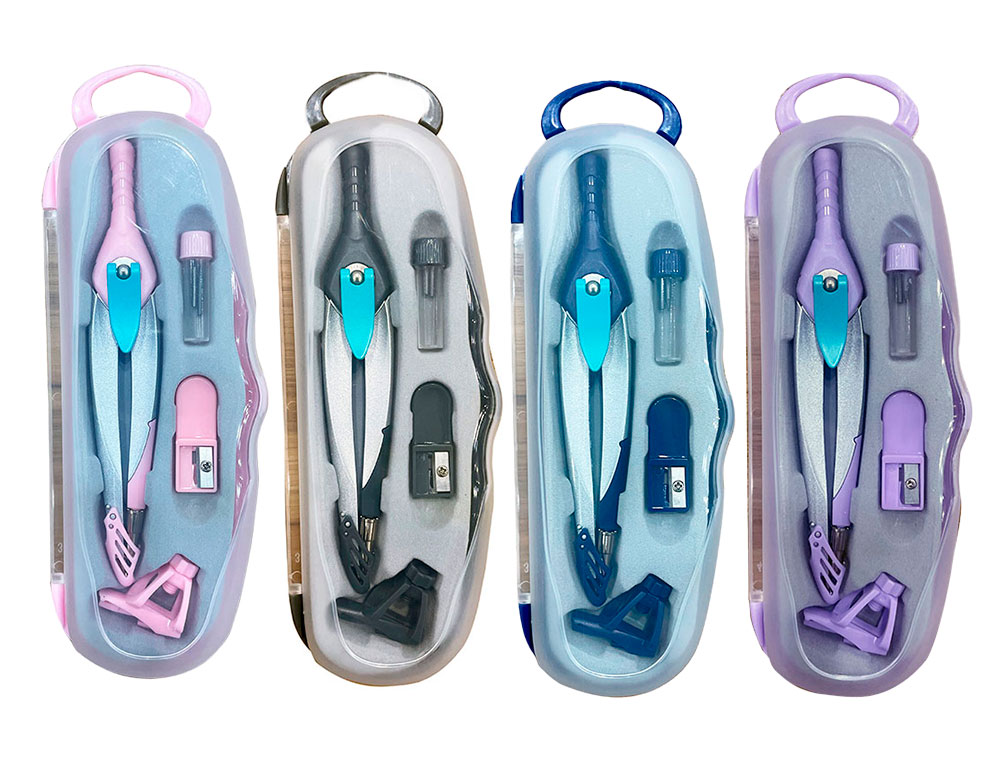 COMPASSO LIDERPAPEL LOCK DEVICE COM ADAPTADOR UNIVERSAL E TUBO DE MINAS EXPOSITOR COM 12 UNIDADES CORES SORTIDAS