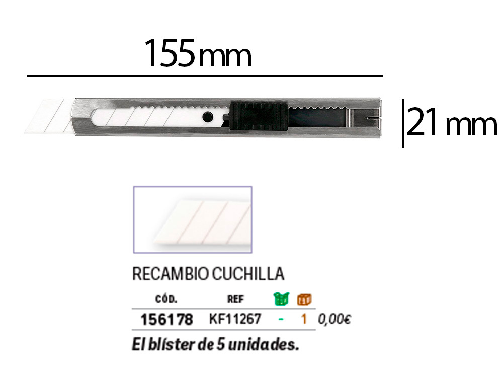 X-ATO METALICO Q-CONNECT XD-C78 LAMINA LARGA DE CERAMICA 155X20X18 MM