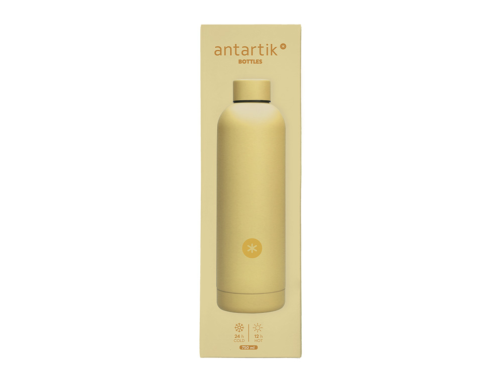 GARRAFA ANTARTIK ISOTERMICA ACO INOXIDAVEL LIVRE DE BPA COR AMARELO 750 ML