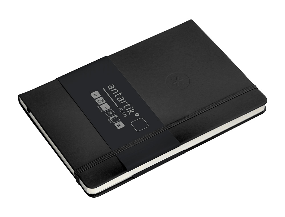 CADERNO COM ELASTICO ANTARTIK NOTES CAPA DURA A5 LISO PRETO 100 FOLHAS 80 GR FSC