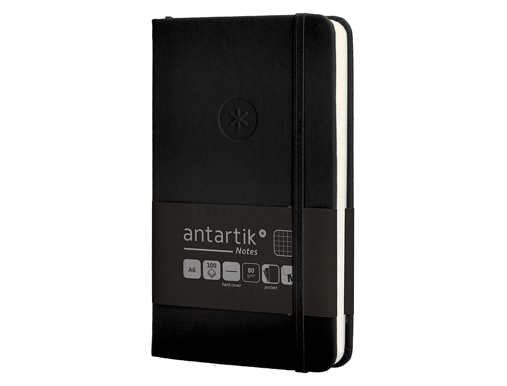 CADERNO COM ELASTICO ANTARTIK NOTES CAPA DURA A6 QUADRICULADO PRETO 100 FOLHAS 80 GR FSC