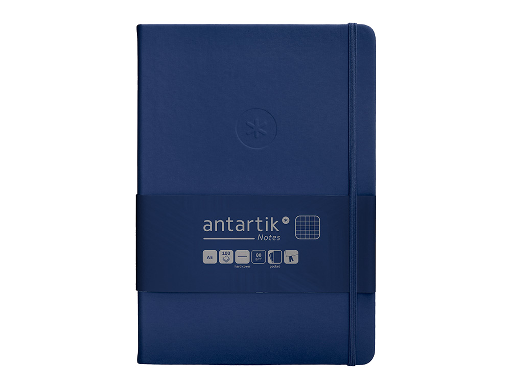 CADERNO COM ELASTICO ANTARTIK NOTES CAPA DURA A5 QUADRICULADO AZUL MARINHO 100 FOLHAS 80 GR FSC