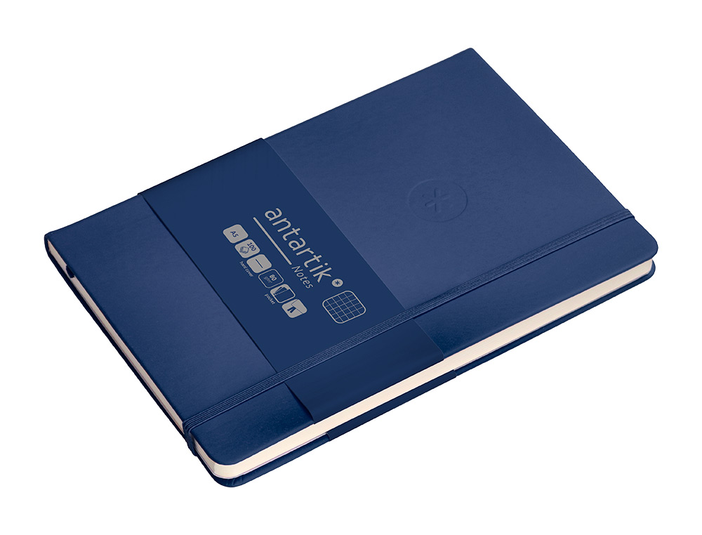 CADERNO COM ELASTICO ANTARTIK NOTES CAPA DURA A5 QUADRICULADO AZUL MARINHO 100 FOLHAS 80 GR FSC