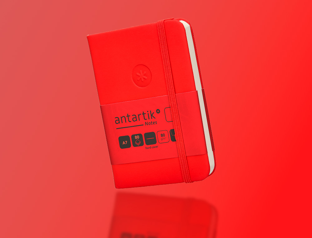 CADERNO COM ELASTICO ANTARTIK NOTES CAPA DURA A7 LISO VERMELHO 80 FOLHAS 80 GR FSC