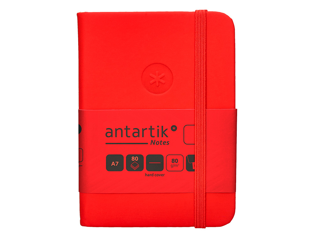 CADERNO COM ELASTICO ANTARTIK NOTES CAPA DURA A7 LISO VERMELHO 80 FOLHAS 80 GR FSC