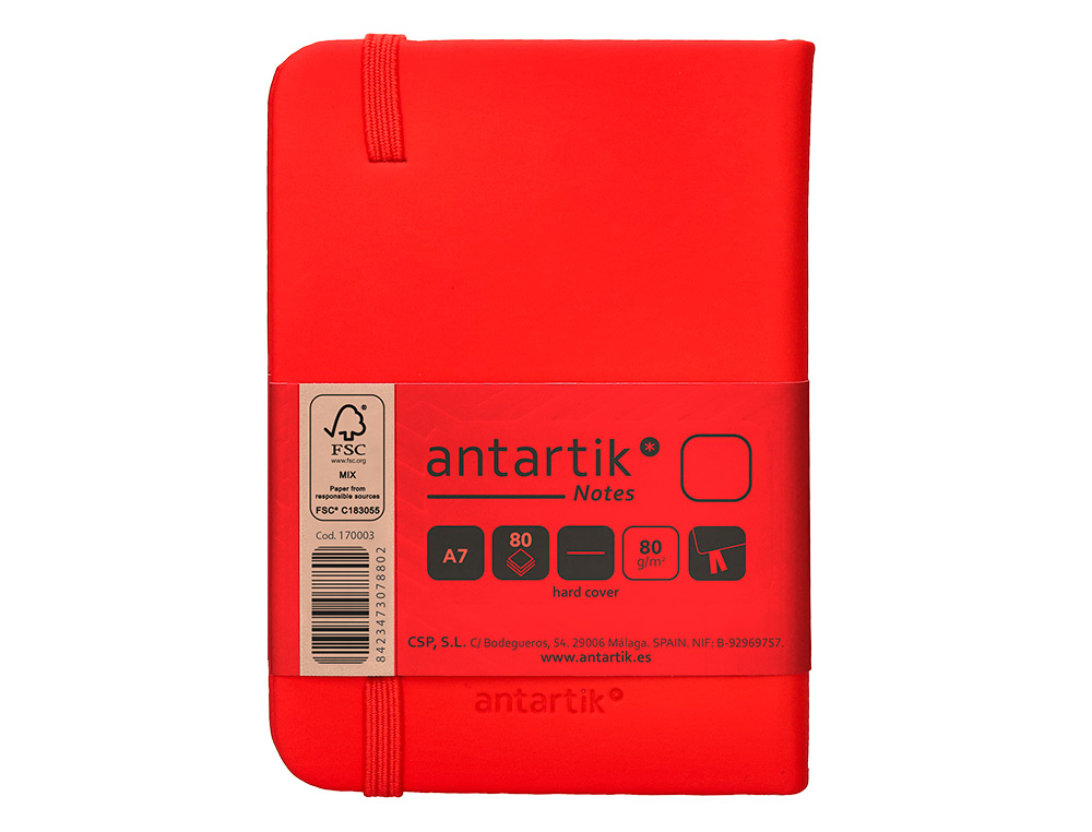 CADERNO COM ELASTICO ANTARTIK NOTES CAPA DURA A7 LISO VERMELHO 80 FOLHAS 80 GR FSC