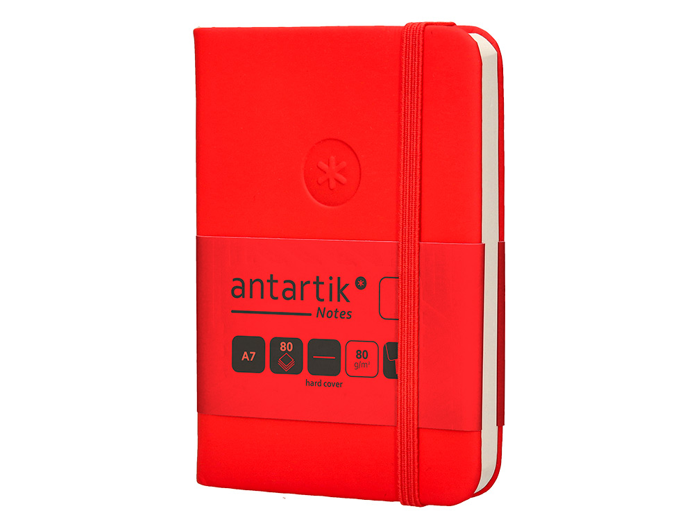 CADERNO COM ELASTICO ANTARTIK NOTES CAPA DURA A7 LISO VERMELHO 80 FOLHAS 80 GR FSC