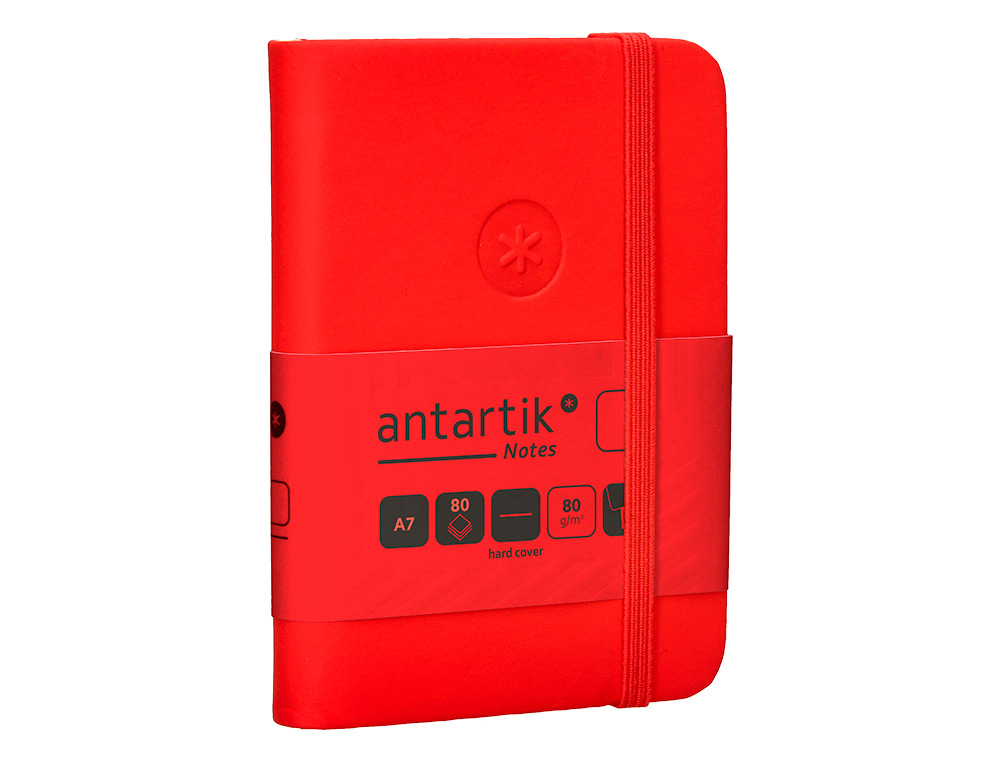 CADERNO COM ELASTICO ANTARTIK NOTES CAPA DURA A7 LISO VERMELHO 80 FOLHAS 80 GR FSC