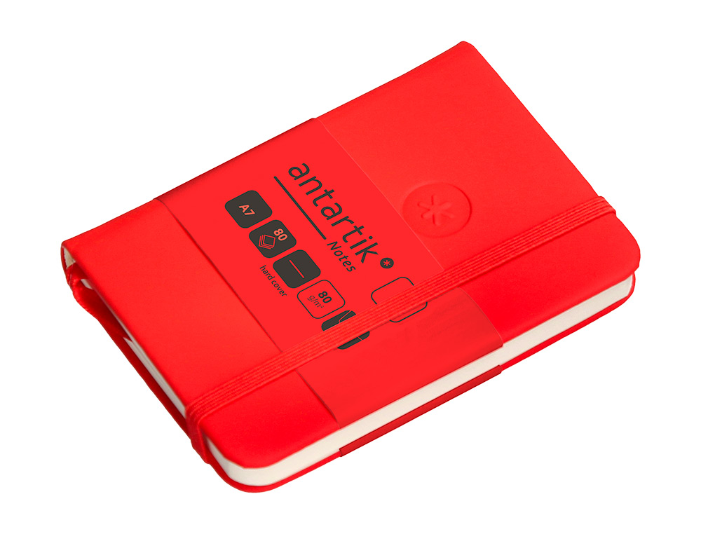 CADERNO COM ELASTICO ANTARTIK NOTES CAPA DURA A7 LISO VERMELHO 80 FOLHAS 80 GR FSC