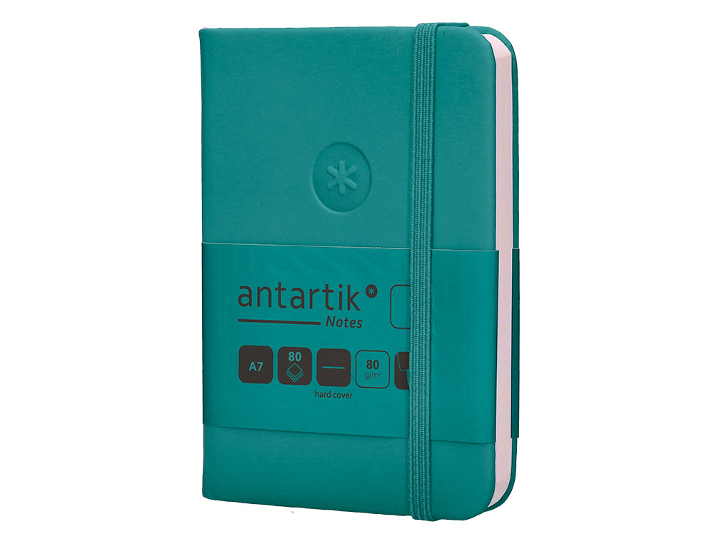 CADERNO COM ELASTICO ANTARTIK NOTES CAPA DURA A7 LISO VERDE AGUA-MARINHA 80 FOLHAS 80 GR FSC