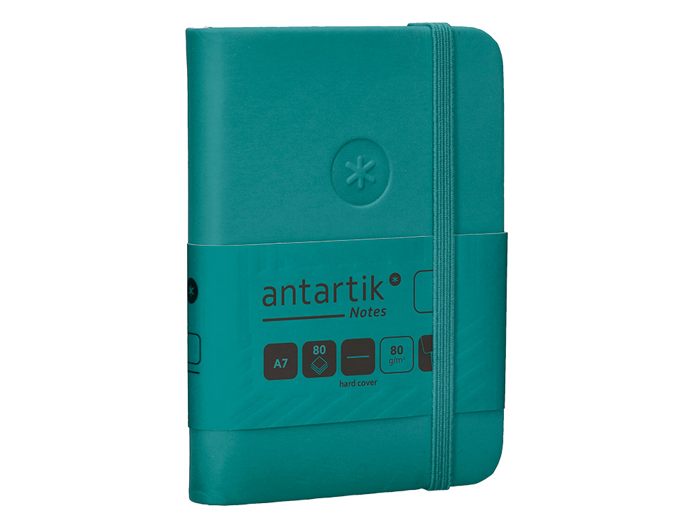 CADERNO COM ELASTICO ANTARTIK NOTES CAPA DURA A7 LISO VERDE AGUA-MARINHA 80 FOLHAS 80 GR FSC
