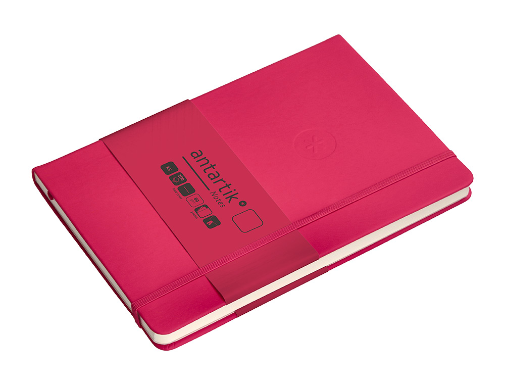 CADERNO COM ELASTICO ANTARTIK NOTES CAPA DURA A5 LISO FUCSIA 100 FOLHAS 80 GR FSC