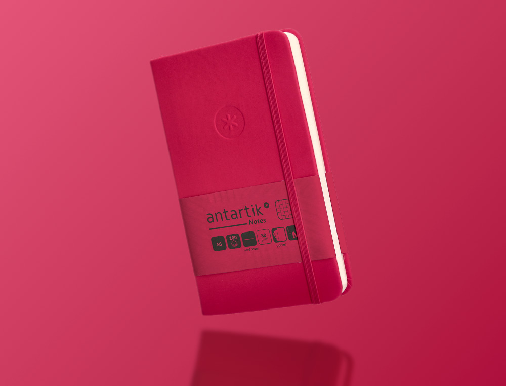 CADERNO COM ELASTICO ANTARTIK NOTES CAPA DURA A6 QUADRICULADO FUCSIA 100 FOLHAS 80 GR FSC