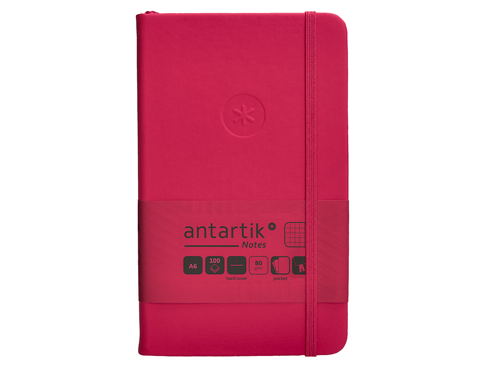 CADERNO COM ELASTICO ANTARTIK NOTES CAPA DURA A6 QUADRICULADO FUCSIA 100 FOLHAS 80 GR FSC