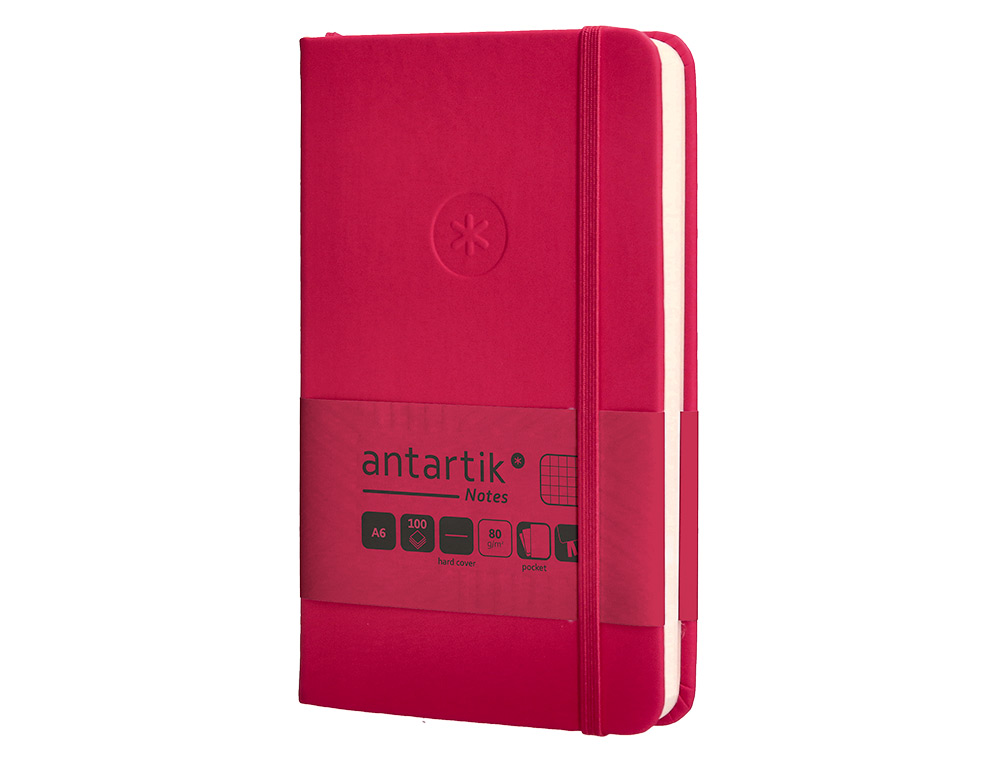 CADERNO COM ELASTICO ANTARTIK NOTES CAPA DURA A6 QUADRICULADO FUCSIA 100 FOLHAS 80 GR FSC