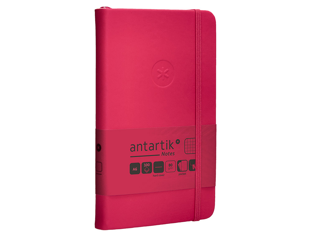 CADERNO COM ELASTICO ANTARTIK NOTES CAPA DURA A6 QUADRICULADO FUCSIA 100 FOLHAS 80 GR FSC