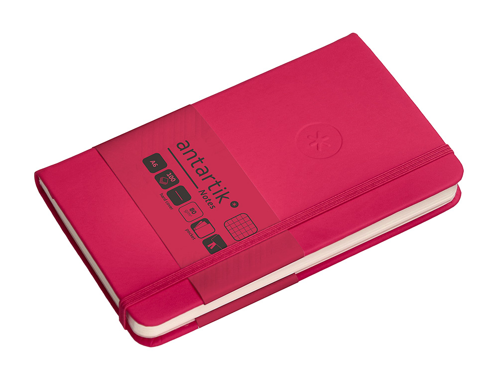 CADERNO COM ELASTICO ANTARTIK NOTES CAPA DURA A6 QUADRICULADO FUCSIA 100 FOLHAS 80 GR FSC