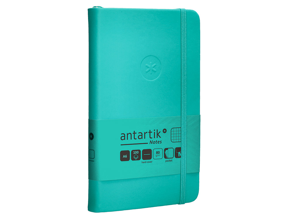 CADERNO COM ELASTICO ANTARTIK NOTES CAPA DURA A6 QUADRICULADO TURQUESA 100 FOLHAS 80 GR FSC
