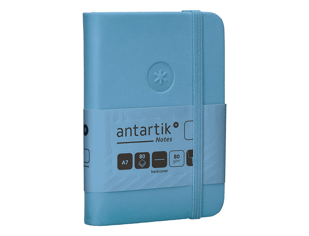 CADERNO COM ELASTICO ANTARTIK NOTES CAPA DURA A7 LISO AZUL CLARO 80 FOLHAS 80 GR FSC