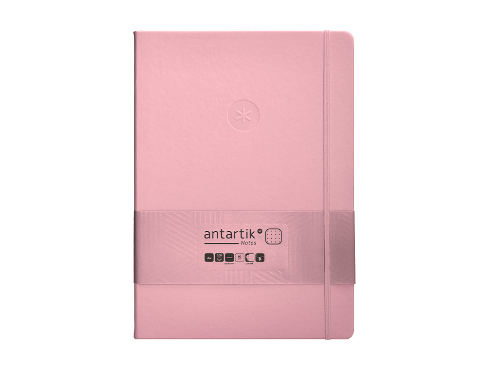 CADERNO COM ELASTICO ANTARTIK NOTES CAPA DURA A4 PONTILHADO ROSA PASTEL 100 FOLHAS 80 GR FSC