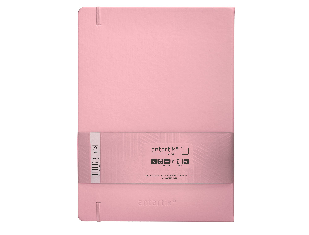 CADERNO COM ELASTICO ANTARTIK NOTES CAPA DURA A4 PONTILHADO ROSA PASTEL 100 FOLHAS 80 GR FSC