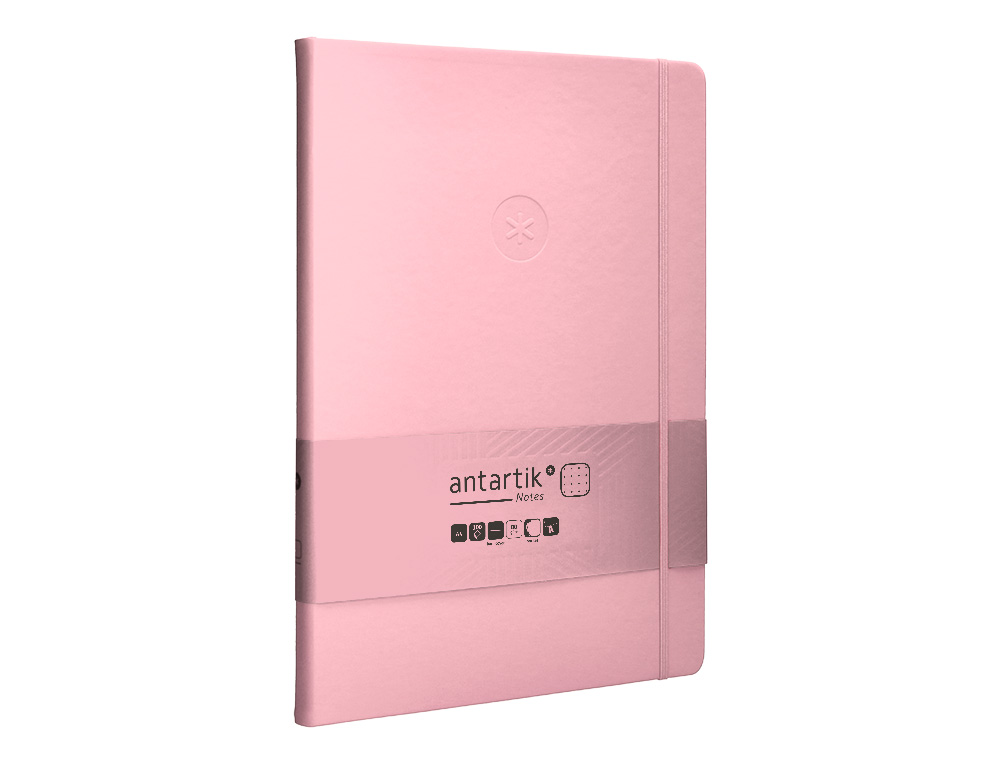 CADERNO COM ELASTICO ANTARTIK NOTES CAPA DURA A4 PONTILHADO ROSA PASTEL 100 FOLHAS 80 GR FSC