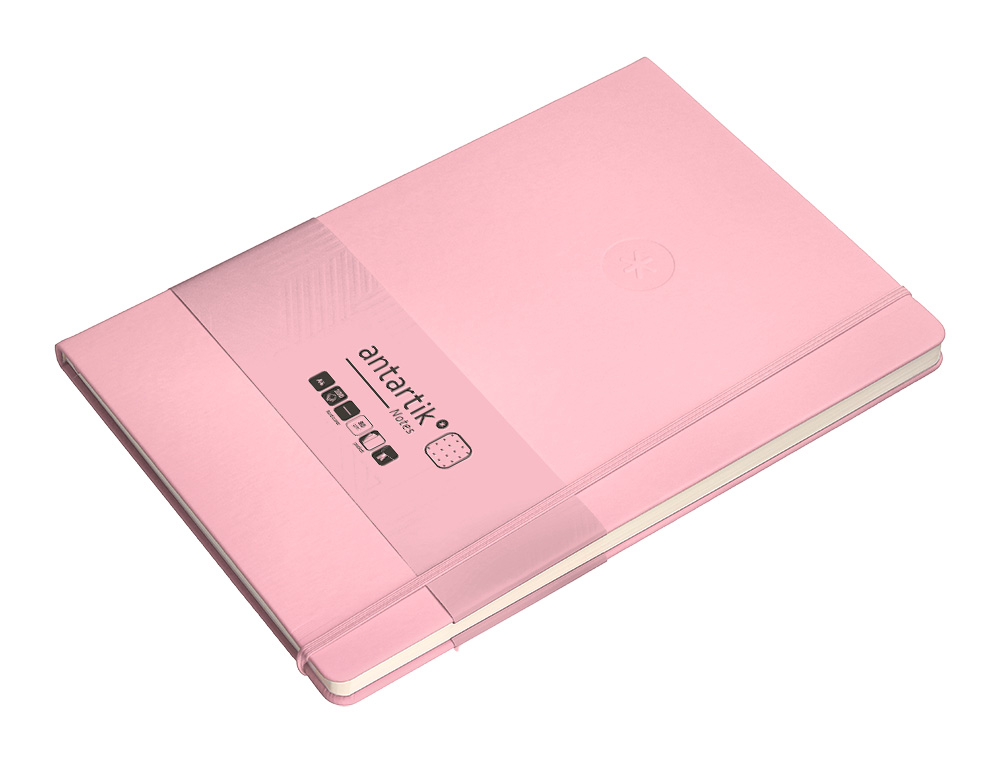 CADERNO COM ELASTICO ANTARTIK NOTES CAPA DURA A4 PONTILHADO ROSA PASTEL 100 FOLHAS 80 GR FSC