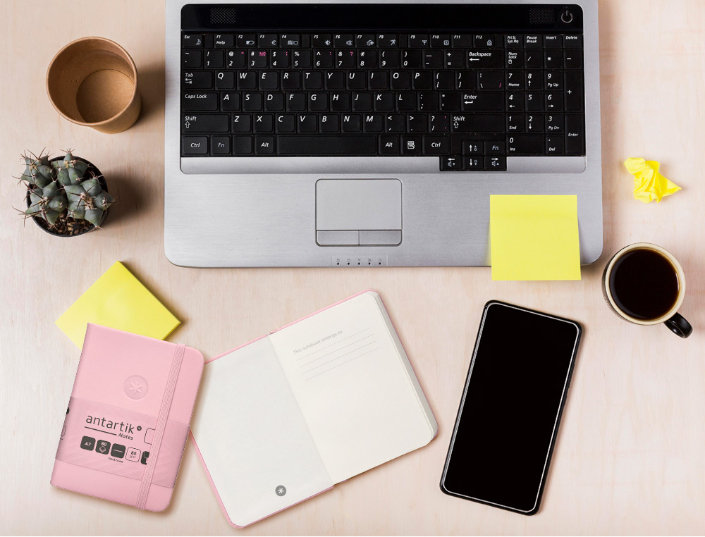 CADERNO COM ELASTICO ANTARTIK NOTES CAPA DURA A7 LISO ROSA PASTEL 80 FOLHAS 80 GR FSC