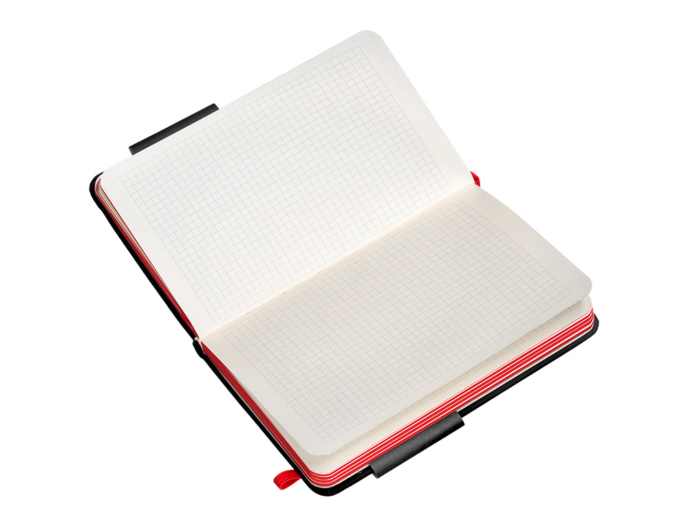 CADERNO COM ELASTICO ANTARTIK NOTES CAPA DURA A6 QUADRICULADO PRETO E VERMELHO 100 FOLHAS 80 GR FSC