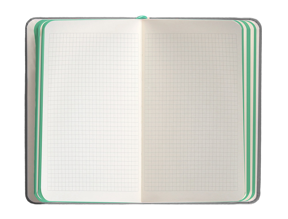 CADERNO COM ELASTICO ANTARTIK NOTES CAPA DURA A6 QUADRICULADO CINZA E TURQUESA 100 FOLHAS 80 GR FSC