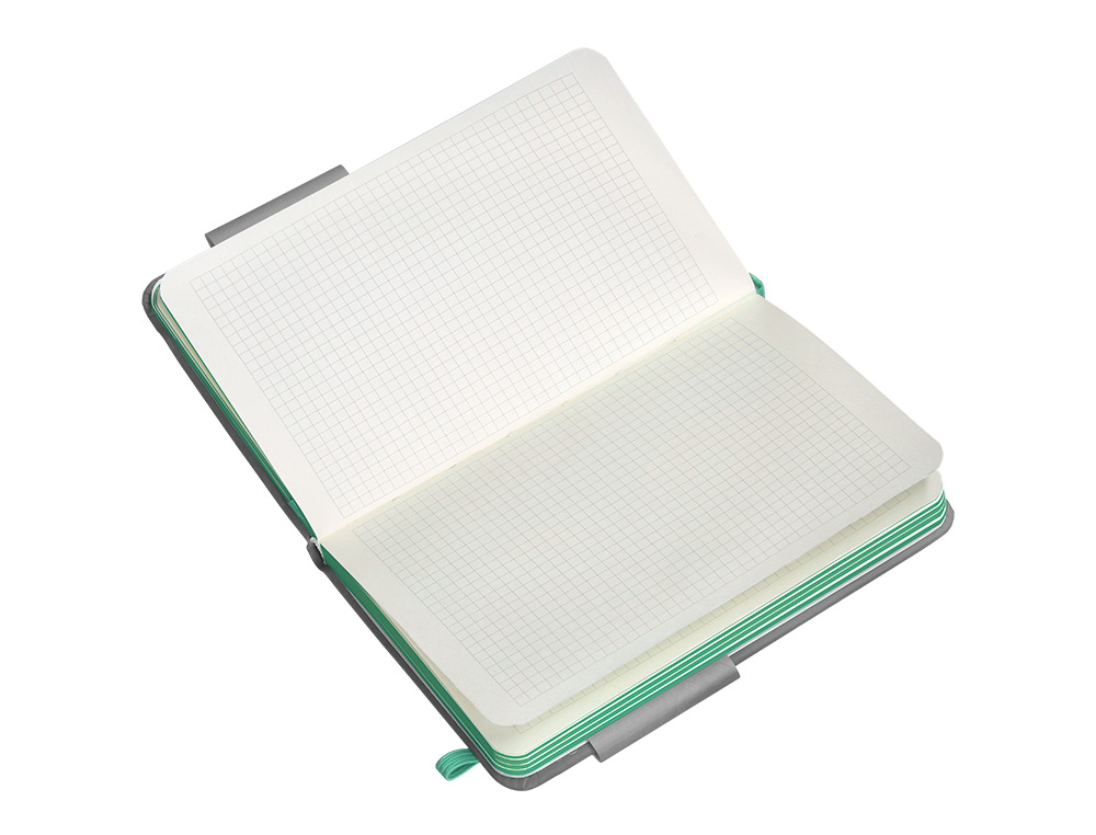 CADERNO COM ELASTICO ANTARTIK NOTES CAPA DURA A6 QUADRICULADO CINZA E TURQUESA 100 FOLHAS 80 GR FSC