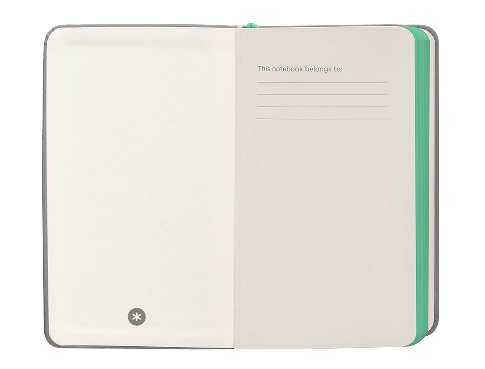 CADERNO COM ELASTICO ANTARTIK NOTES CAPA DURA A6 QUADRICULADO CINZA E TURQUESA 100 FOLHAS 80 GR FSC