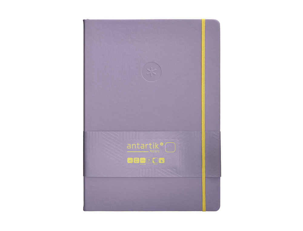 CADERNO COM ELASTICO ANTARTIK NOTES CAPA DURA A4 LISO ROXO E AMARELO 100 FOLHAS 80 GR FSC