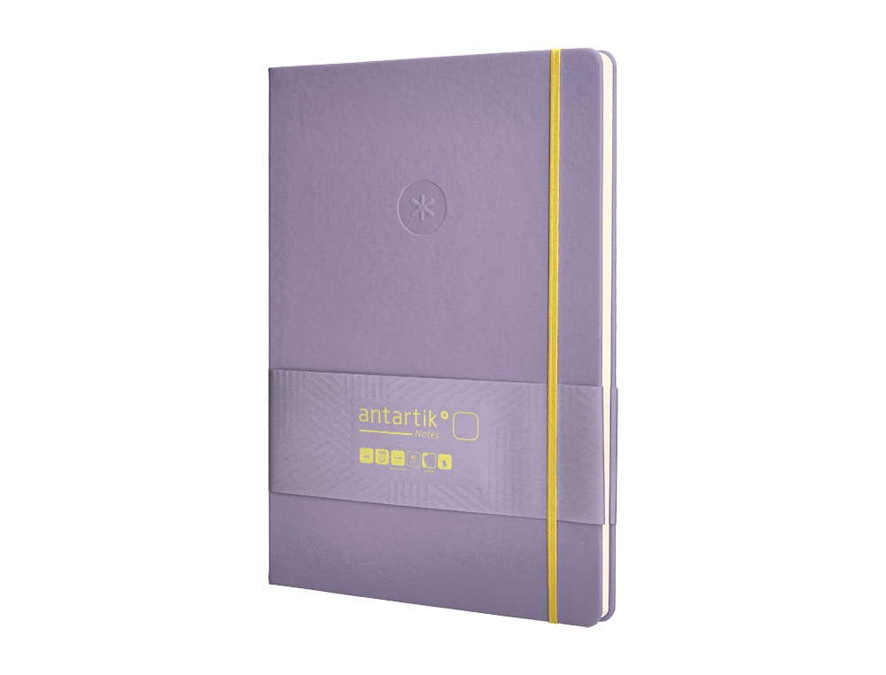 CADERNO COM ELASTICO ANTARTIK NOTES CAPA DURA A4 LISO ROXO E AMARELO 100 FOLHAS 80 GR FSC