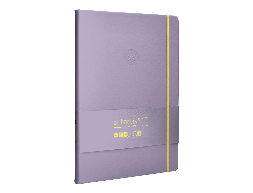 CADERNO COM ELASTICO ANTARTIK NOTES CAPA DURA A4 LISO ROXO E AMARELO 100 FOLHAS 80 GR FSC