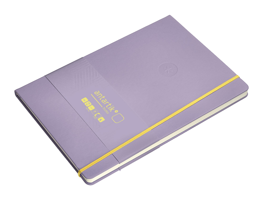 CADERNO COM ELASTICO ANTARTIK NOTES CAPA DURA A4 LISO ROXO E AMARELO 100 FOLHAS 80 GR FSC