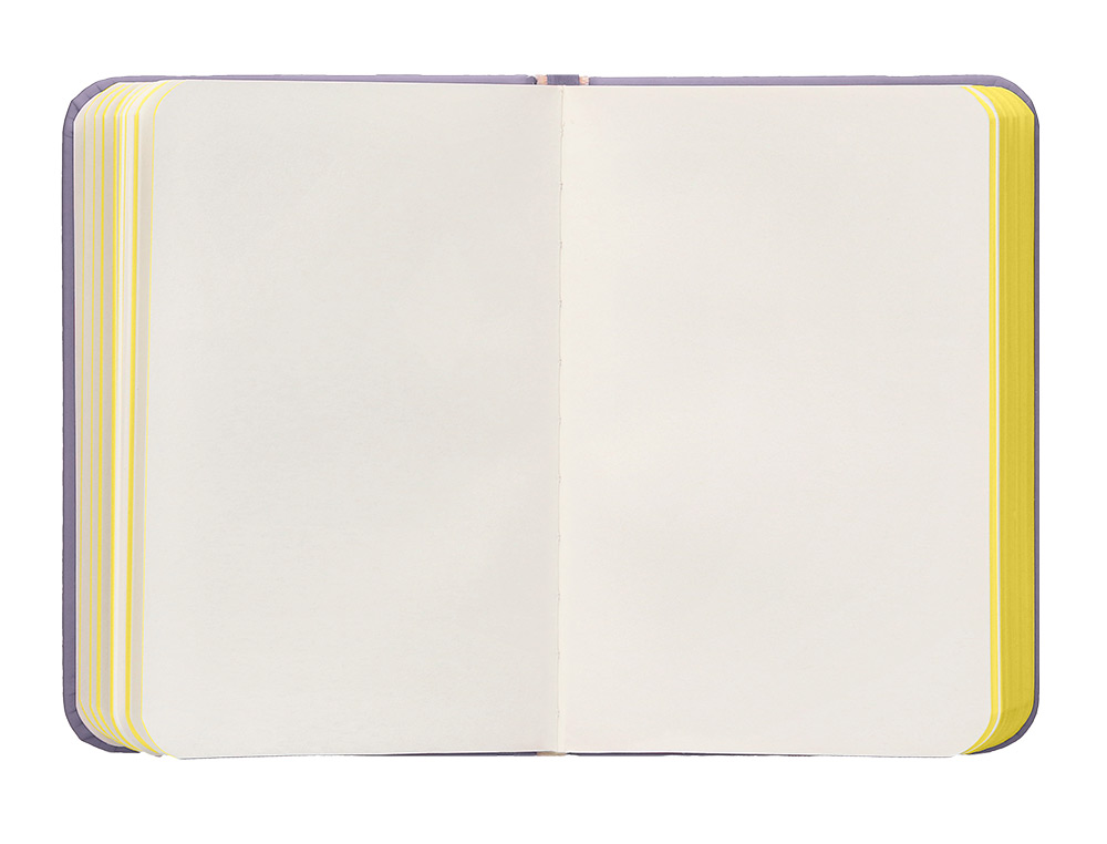 CADERNO COM ELASTICO ANTARTIK NOTES CAPA DURA A7 LISO ROXO E AMARELO 80 FOLHAS 80 GR FSC