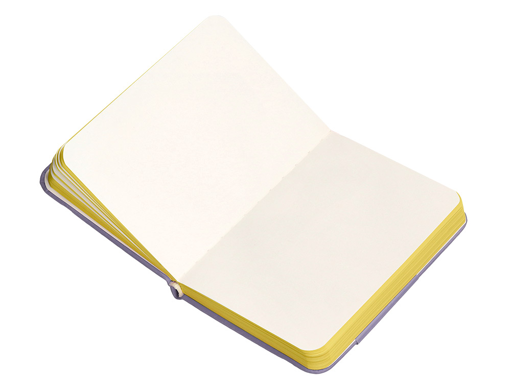 CADERNO COM ELASTICO ANTARTIK NOTES CAPA DURA A7 LISO ROXO E AMARELO 80 FOLHAS 80 GR FSC