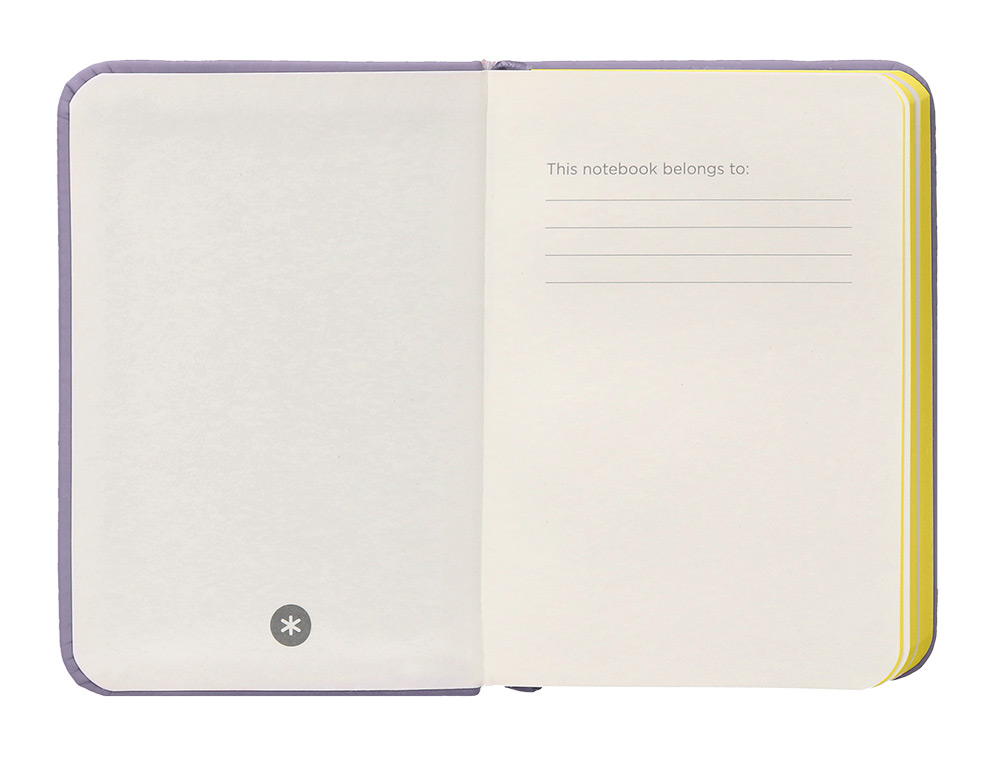CADERNO COM ELASTICO ANTARTIK NOTES CAPA DURA A7 LISO ROXO E AMARELO 80 FOLHAS 80 GR FSC