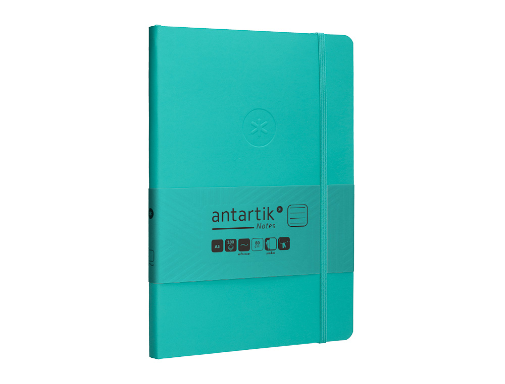 CADERNO COM ELASTICO ANTARTIK NOTES CAPA MOLE A5 PAUTADO TURQUESA 80 FOLHAS 80 GR FSC