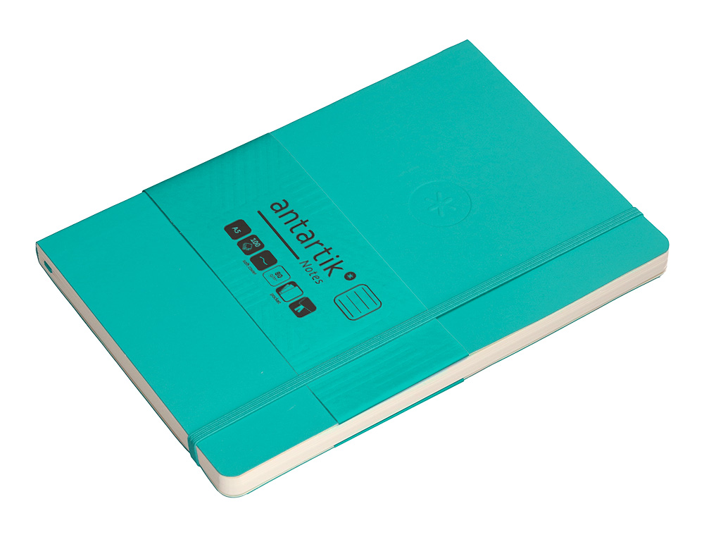 CADERNO COM ELASTICO ANTARTIK NOTES CAPA MOLE A5 PAUTADO TURQUESA 80 FOLHAS 80 GR FSC