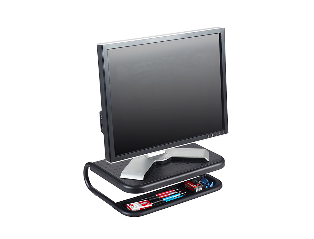 SUPORTE Q-CONNECT PARA PORTATIL E MONITOR DE PC COM BANDEJA ORGANIZADORA COR PRETO