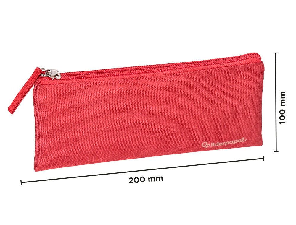 ESTOJO ESCOLAR LIDERPAPEL PLANO LARGO UM FECHO 200X100 MM VERMELHO